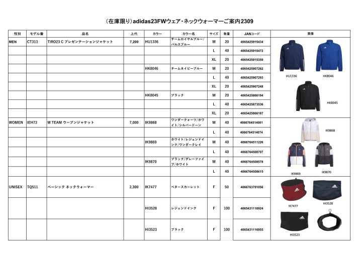 (在庫限り）adidas23FWウェア・ネックウォーマー