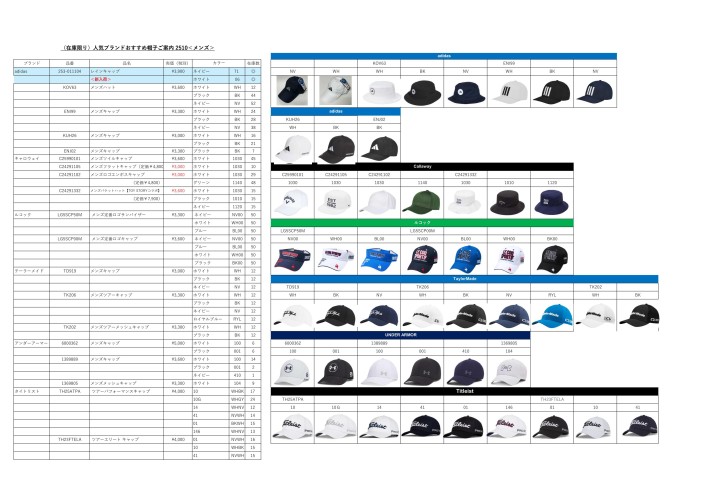 (在庫限り）人気ブランドおすすめ帽子ご案内2410