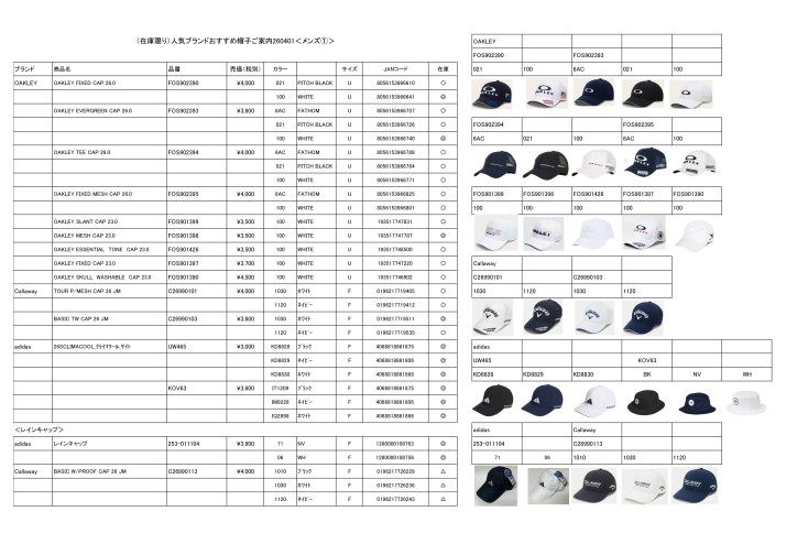(在庫限り)人気ブランドおすすめ帽子ご案内2604<1>