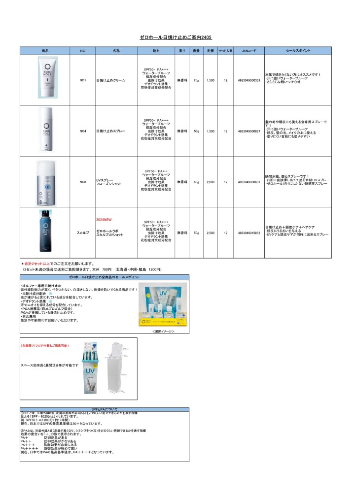 （新商品）ゼロホール日焼け止めご案内2305