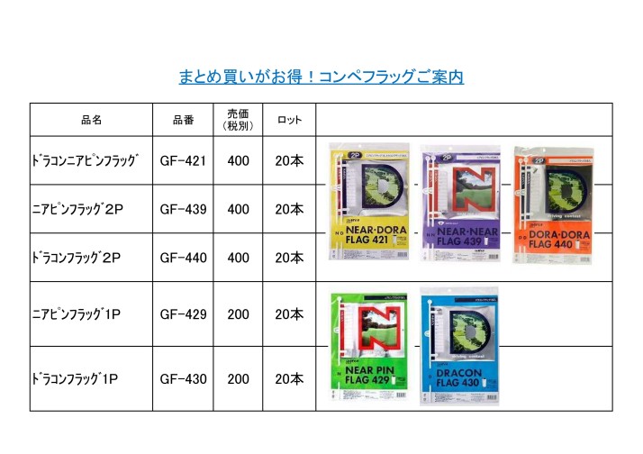 （まとめ買いがお得！）コンペフラッグ特価ご案内220216